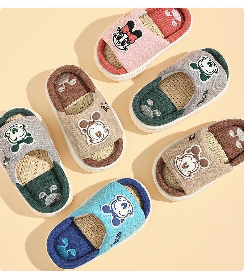 Babu Dou Kids' Cotton Linen Slippers - All-Season Indoor Footwear for Boys & Girls