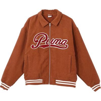 Puma Tým Cc Tkaná Ležérní Řada Styl Koleje Manšestrová Pohodlná Módní Fleece Měkká Americký Vintage Polo Bunda Unisex Bunda Teak 630949-98