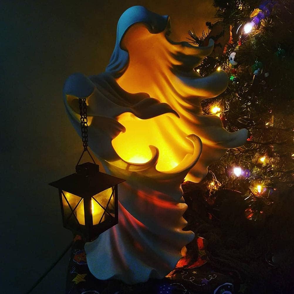 Cracker Barrel Ghost Lantern Statue - 7.87" Garden Yard Home Party Halloween Decoration