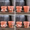 2Pcs Flowerpots Breathable Clay Texture Resin Mini Planter with 3D Relief Anthropomorphic Design Desktop Balcony Windowsill Decor