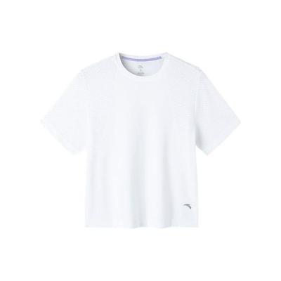 Running Series Solid Color Breathable Moisture-Wicking Quick-Dry Sports Short Sleeve T-Shirt Women Tops White 162225109-1