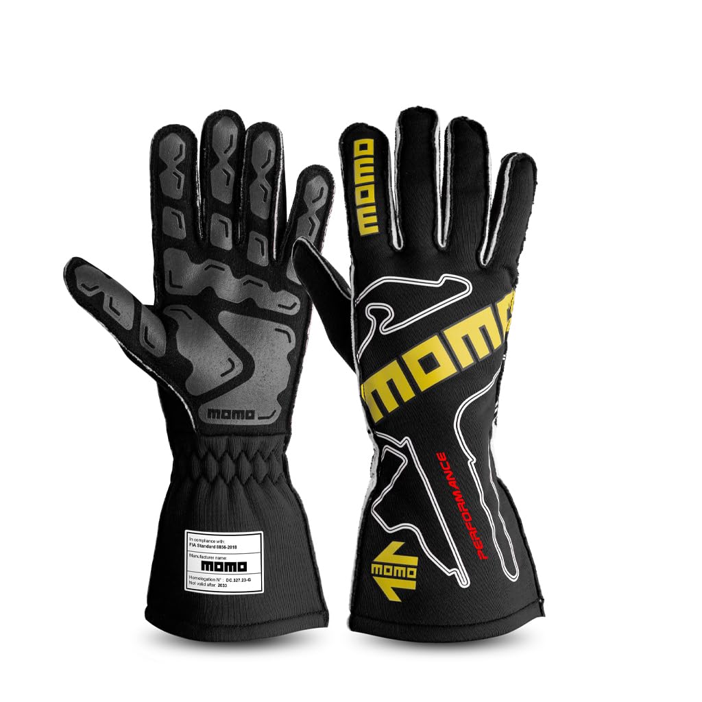 

FIA Approved MOMO Performance Racing Size 8 8856-2018 Gloves, Black, (S)