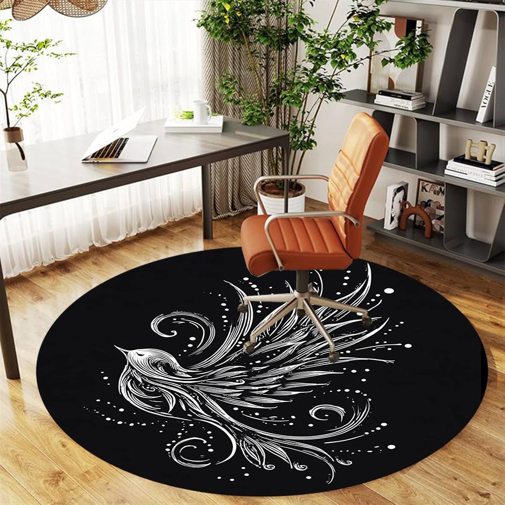 1pc bird flower Round Chair mat Area Rug - Non-Slip, Floor Mat for Office, Bedroom, and Indoor Decor -1002039