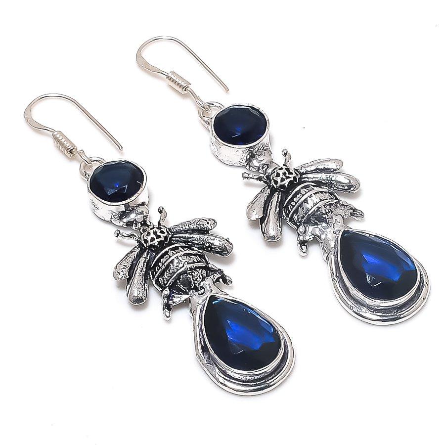 London Blue Topaz Gemstone 925 Sterling Silver Earring 2.56"