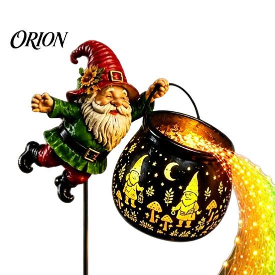 Wireless Patio Wall Mount Flying Cauldron Solar Garden Light, Gnome LED Yard Stake Lamp with Auto Eco Friendly Outdoor Decor On/Off Sensor, Waterproof