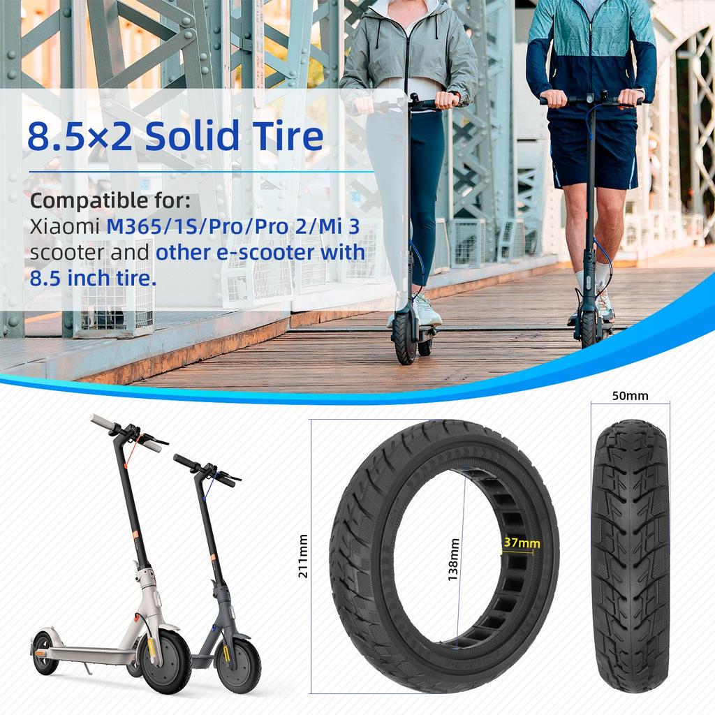 Balck Ulip 8 1/2*2(50/75-6.1) Off-road Solid Tire for Xiaomi Scooters