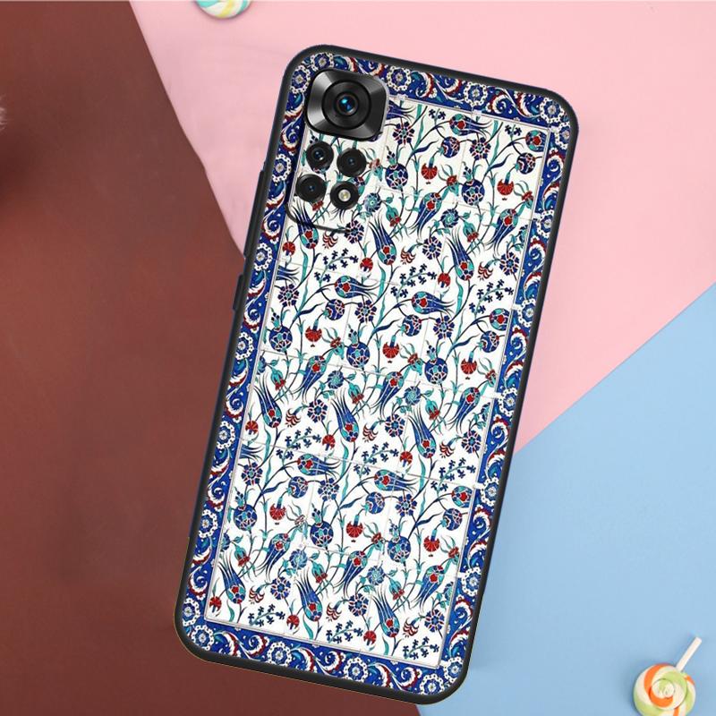 Ancient Floral Tiles Cover For Xiaomi Redmi Note 13 Pro 14 12 11 9 10 9S 10S 11S 12S Redmi 14C 10C 12C 13C Case