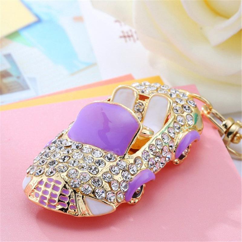Fashion Alloy Metal Car Key Chain Keychain Charm Women Handbag Crystal Pendant Luxury Model Car Accessories Keyfob