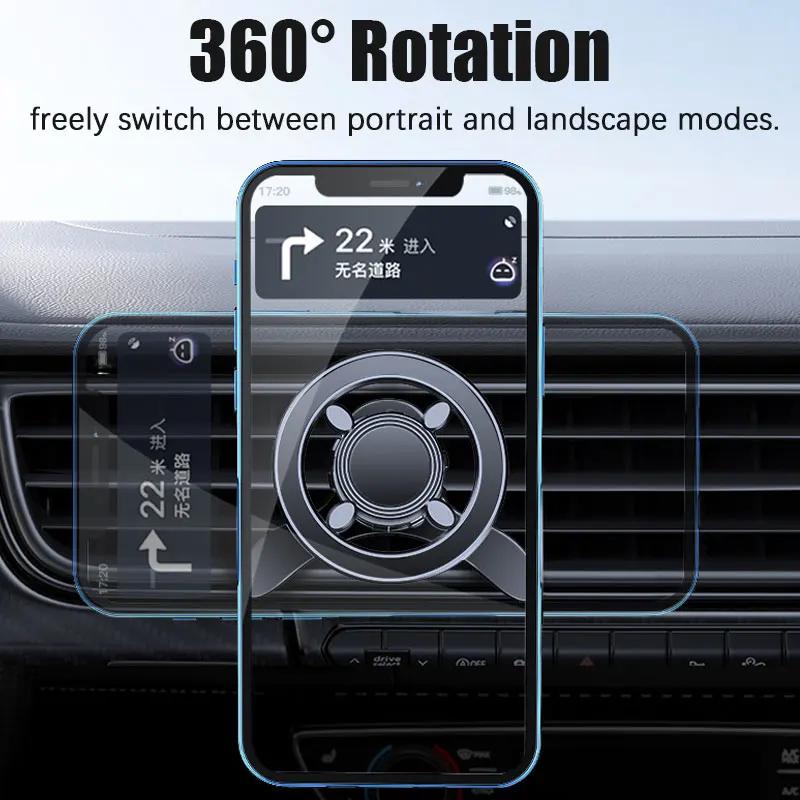 360° Rotation Magnetic Car Phone Holder Stand Magsafe Car Mount Support GPS Mobile Bracket In Car iPhone 15 14 13 12 Samsung