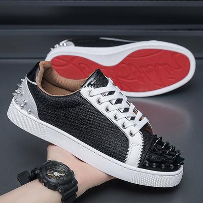 Personalized Fashion Hot Diamond Trend Men's Shoes Red Sole Men's Casual Rivet Board Shoes