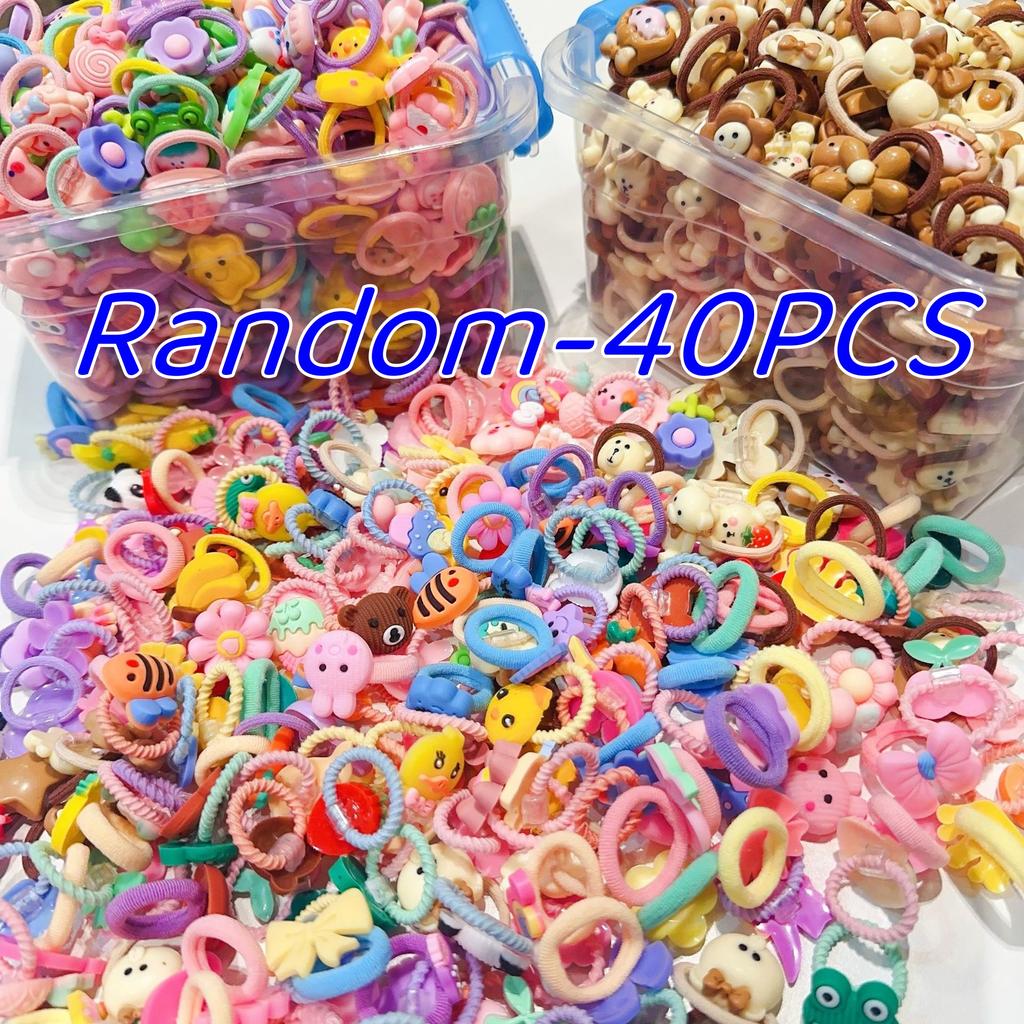 40-50Pcs Children Hair Bands Girls Cartoon Elastic Hair Ties Baby Head Rope Kids Small Animal Headband Cute Hair Accessories