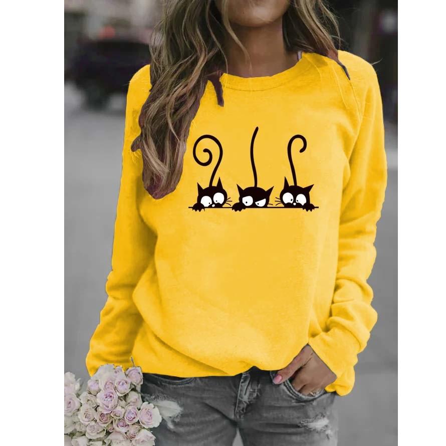Women's Casual Long-sleeved Round Neck Printed Loose Sweatshirt Top