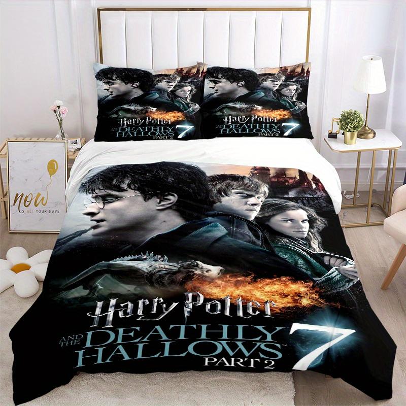 3pcs Harry Potter Deathly Hallows Part 2 Design Bedding Set - Includes 1 Quilt Cover and 2 Pillowcases, Comfortable Bedding