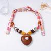 European and American Simple Fashion Ribbon Beaded Tether Type Wood Exaggerated Love Pendant Necklace Versatile Casual Woman