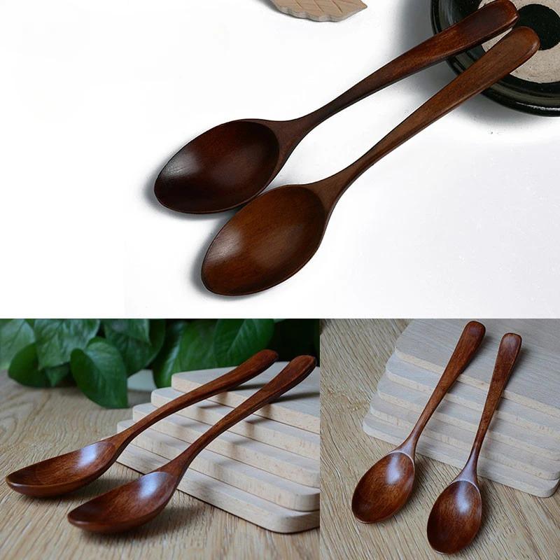 Wooden Spoon Soup Spoon and Fork Eco Friendly Products Tableware Natural Ellipse Ladle Spoons for Cooking Kicthen Accessories