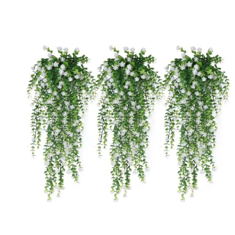 Viță de vie artificială de eucalipt camelie cu frunze de bani, trandafir, agățat pe perete, decorare de nuntă pentru grădinărit acasă