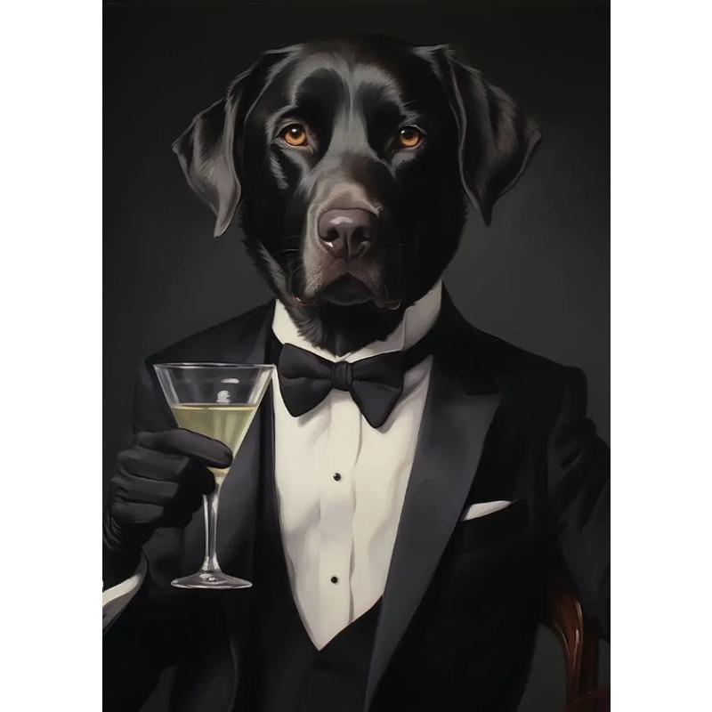 Elegant Animals Raccoon in Tuxedo Owl Pug Suit Poster Canvas Painting Cute Kawaii Wall Art Pictures Living Room Home Decor