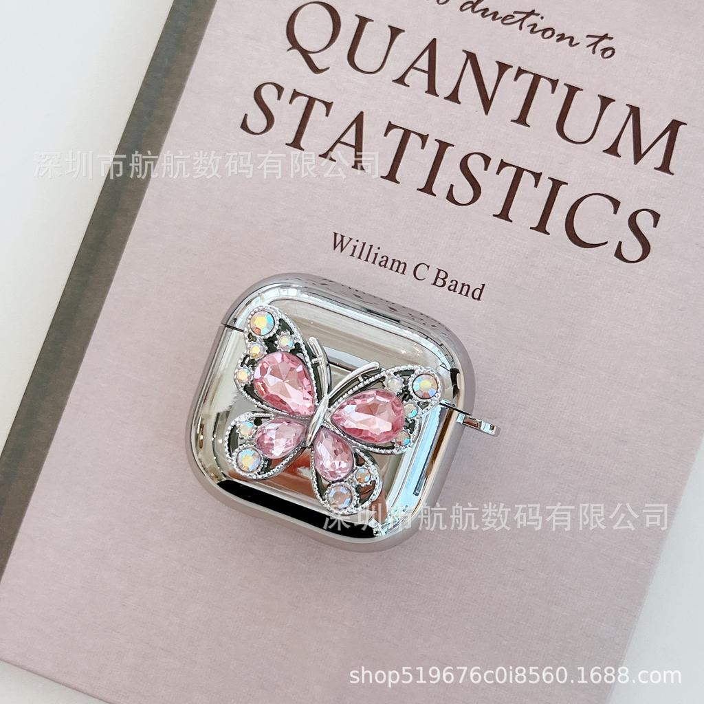 Japan and Korea ins silver three-dimensional glitter butterfly suitable for AirPods 1 generation protective case 1/1 generation pro1 earphone case