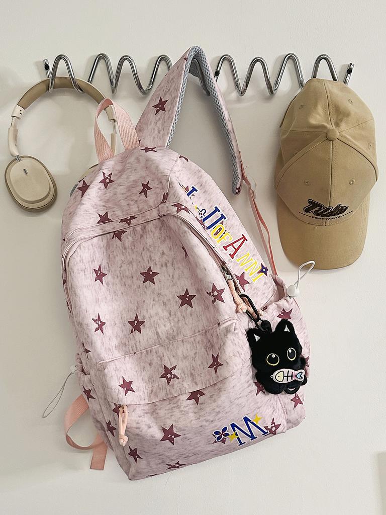 Schoolbag American Style Star Backpack Male and Female College Students High Value Ins Large Capacity Lightweight Simple Junior High School Bag
