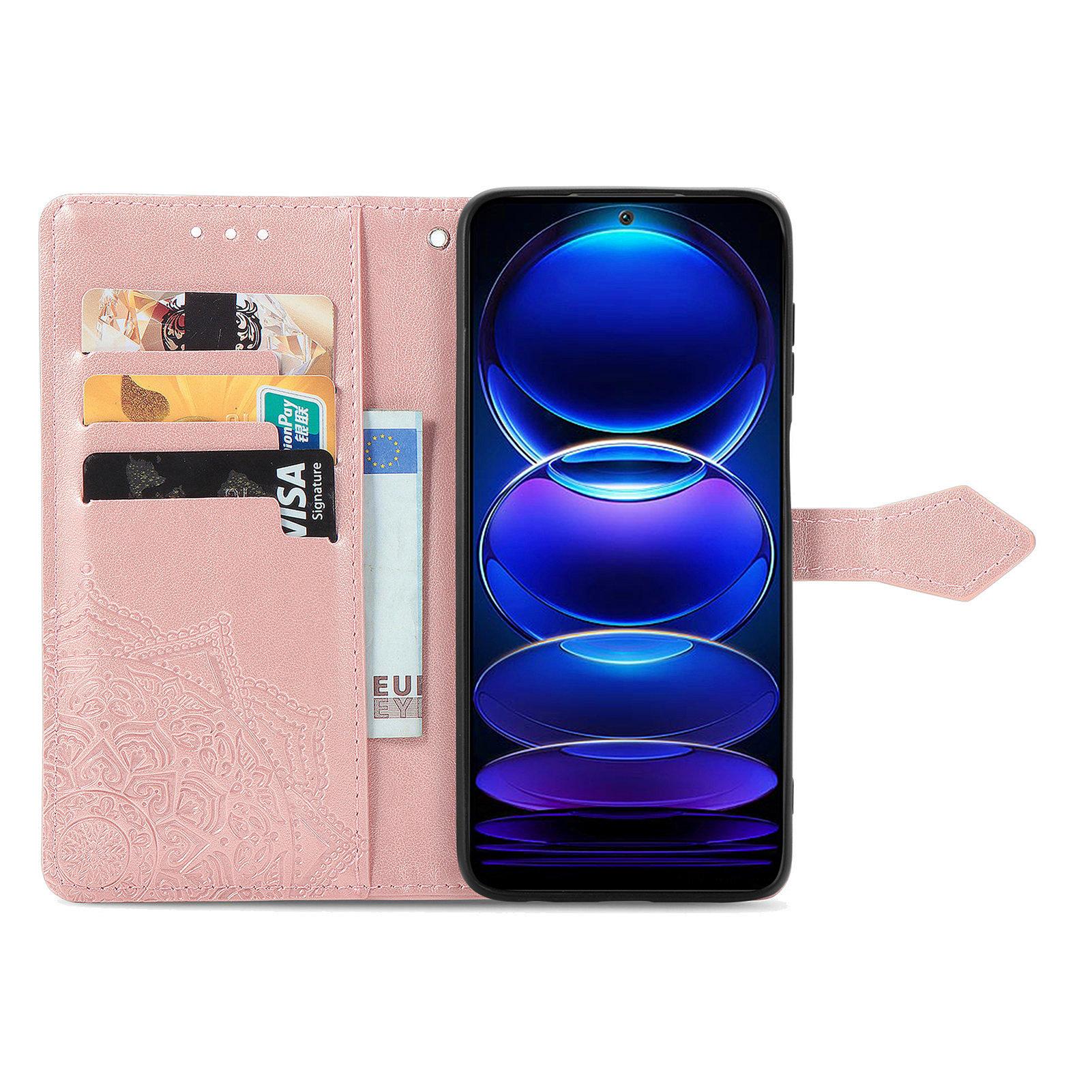 

For HMD Skyline Wallet Case Mandala Flower Leather Phone Cover Stand View Black