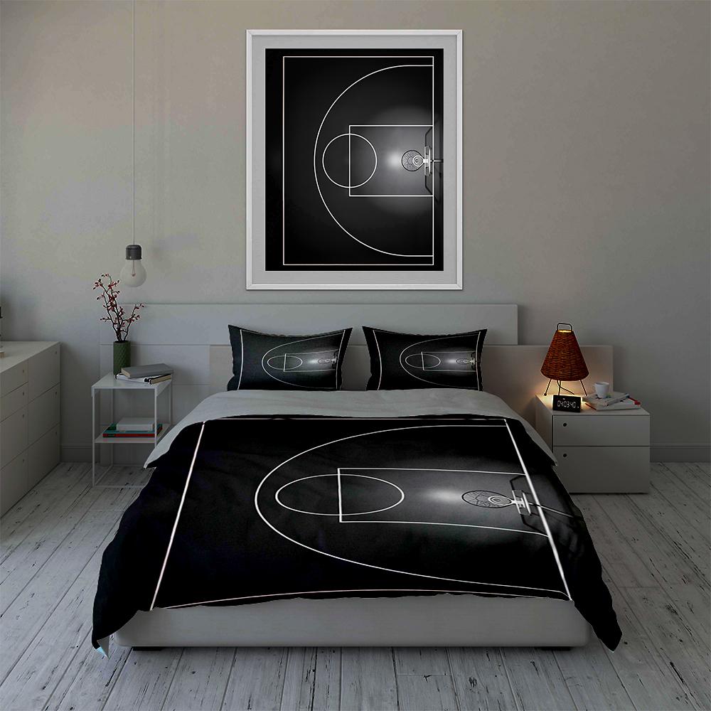 Basketballplatz-Illustration. Bettwäsche Bettbezug-Sets Bettbezüge Kissenbezüge Geschenke (1 * Bettbezug 2 * Kissenbezüge, ohne Bettdecke)