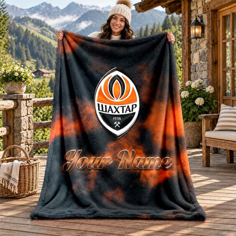FC Shakhtar Donetsk Custom Name Flannel Blanket Personalized Soft Warm Plush Throw Blanket Customized Gift for Family Friends