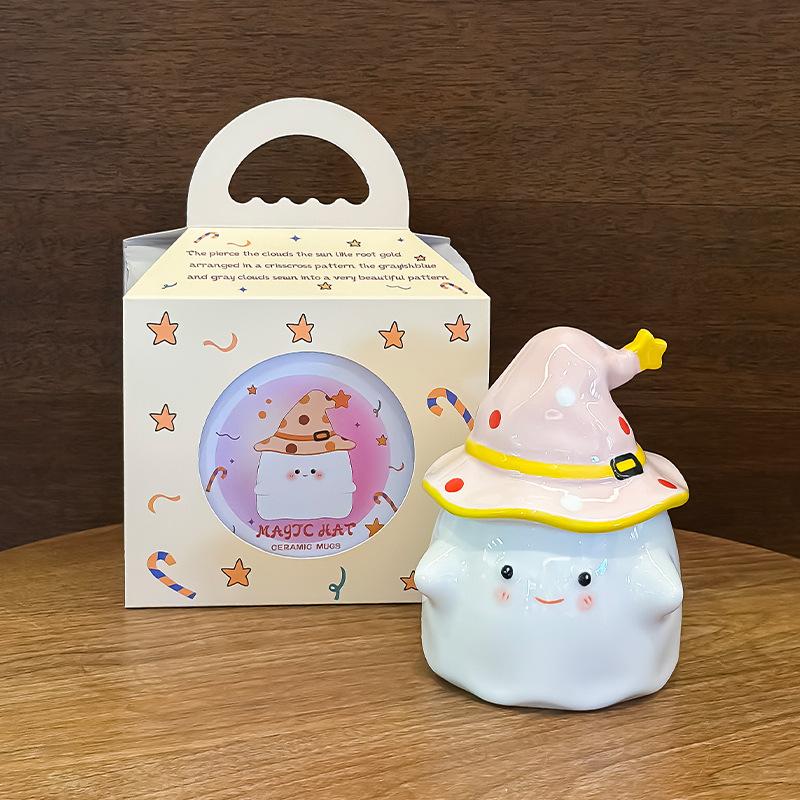 Birthday Gift Weird Ghost Mug with Lid Ceramic Cup for Graduation Girlfriend Gift Souvenir Water Cup