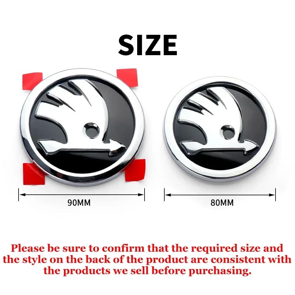 ABCDGI1 Car Sticker 2025 New ABS 80/90/100mm Car Front Hood Badge Bonnet Emblem Trunk Sticker For Skoda Yeti Octavia Kamiq Fabia Kodiaq