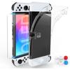 OLED Switch Case, weiches TPU-Gehäuse, Polycarbonat-Schutzhülle für OLED-Konsolenzubehör mit Displayschutz aus gehärtetem Glas