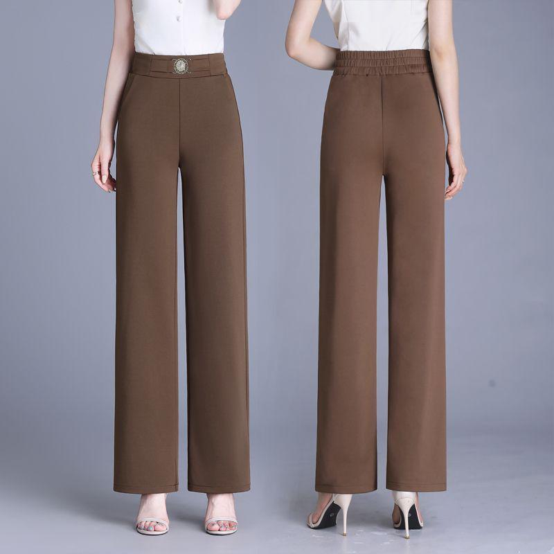 Women's Plus-Size High-Waisted Slim-Fit Pants: Flattering Straight-Leg Design for Spring & Autumn