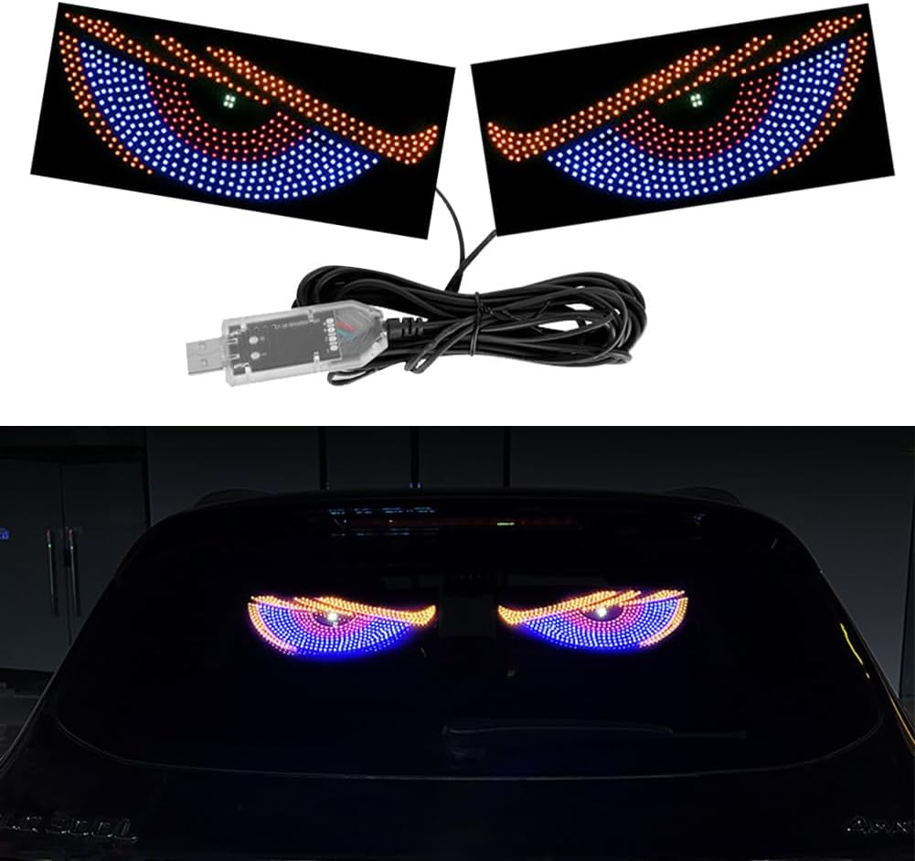 2PCS Devil Eyes Light for Cars Windshield LED Matrix Pixel Panel Display Evil Eyes LED Screen Animated Dynamic for SUV Truck