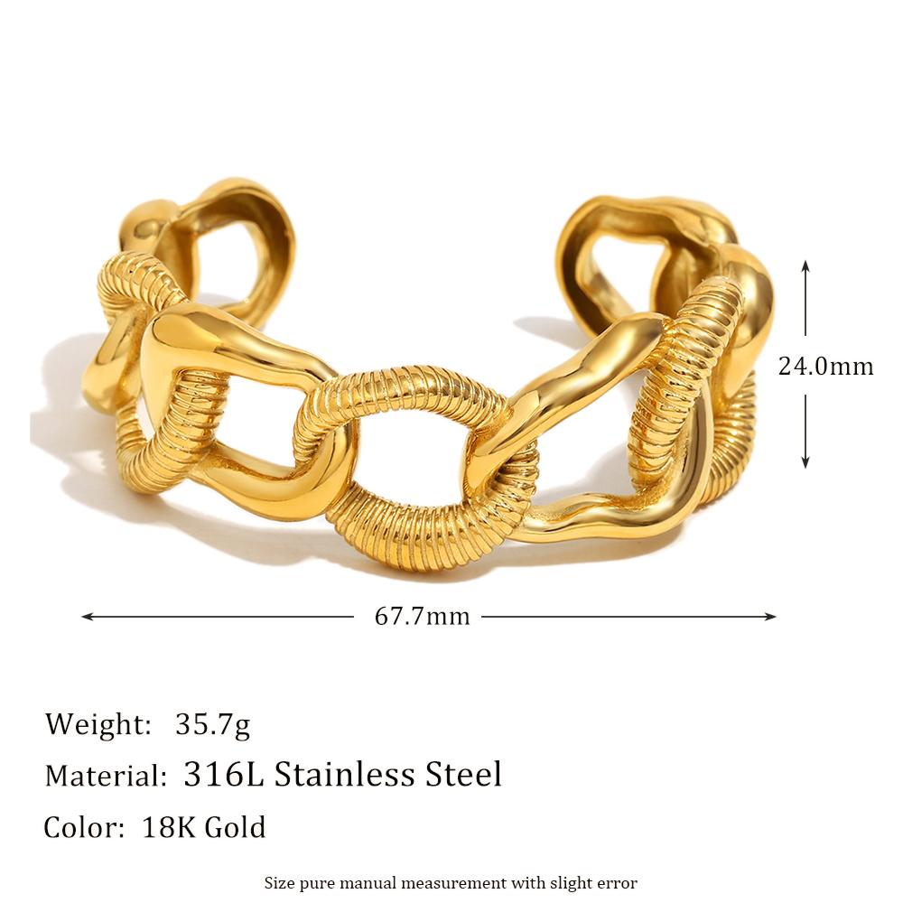 

MamacitaSlay 316L Stainless Steel Hollow Out 24mm Wide Edge Bracelet Waterproof Jewelry Suitable For Women s Exaggerated Gifts золотий