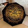 1pc Golden Lotus Mandala Design Umbrella with Plastic Handle,Suitable for All Seasons Home Travel Outdoor UmbrellaDD1626