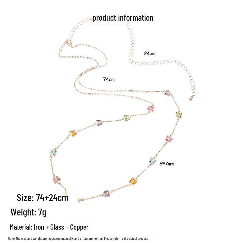Elegant Butterfly Waist Chain with Colorful Inlays for Dress Shirt