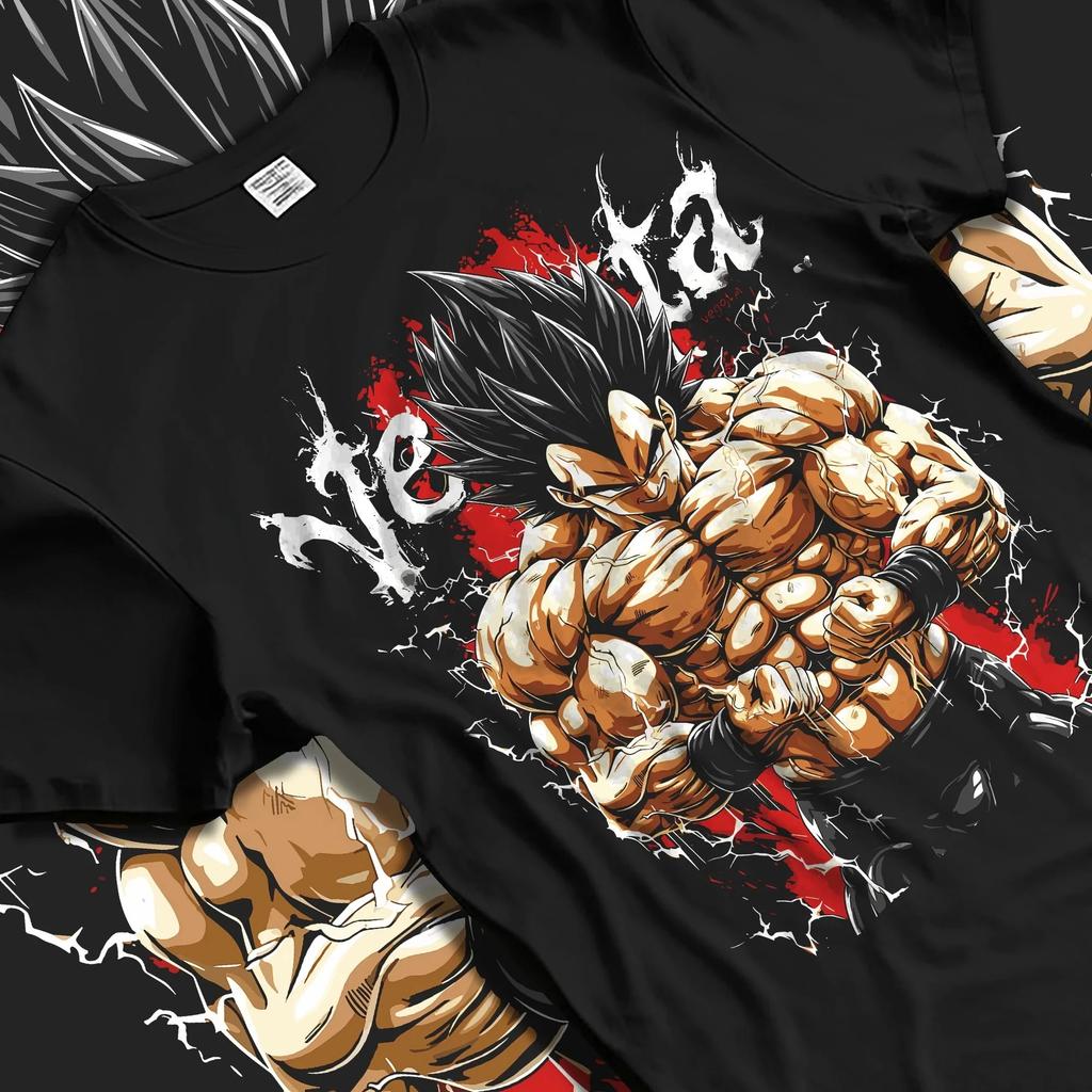 Japan Anime Dragon Ball Vegeta Power Up Manga Graphic Print T-shirt Men Women Streetwear Y2k Harajuku Summer New Tee Loose Casual Cotton Oversized Top