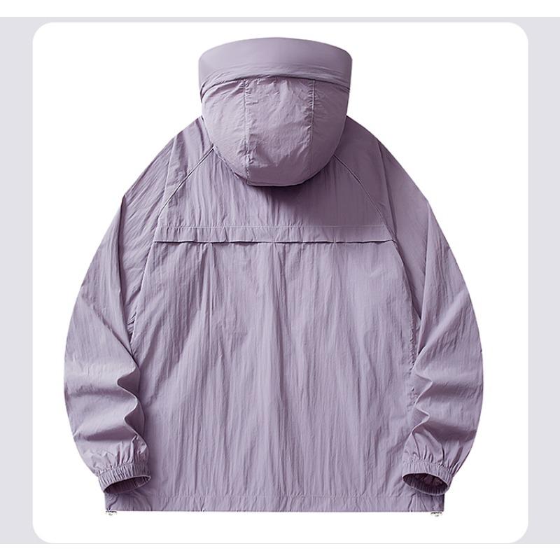 Spring Autumn Solid Loose Casual Sunscreen Coat Male Long Sleeve Simple All-match Hooded Cardigan Jacket Top Men