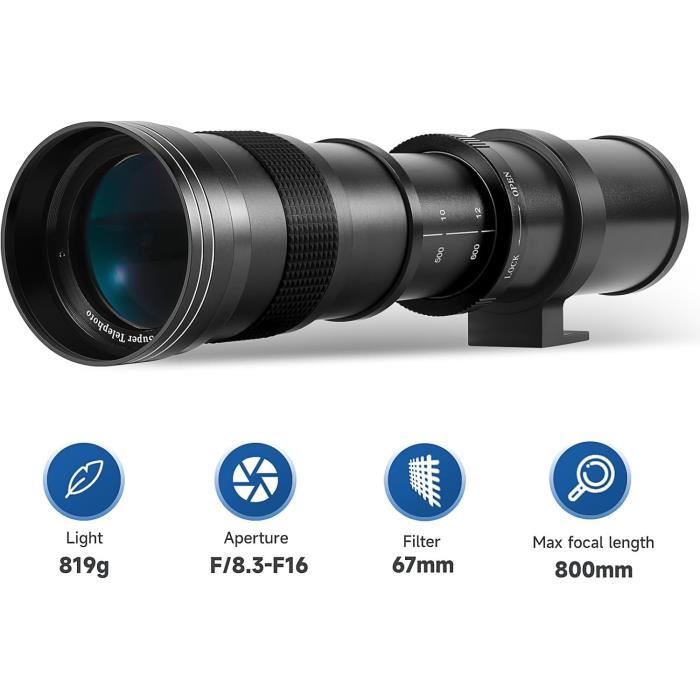 Téléobjectif - JINTU - 420-1600mm - Compatible Reflex - Ouverture 8.3f - Poids 1200g