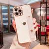 Wrist Strap Holder Plating Side Love Heart Phone Case For iPhone 16 Pro Max 15 14 13 12 11 Xs XR SE3 Shockproof Stand Back Cover