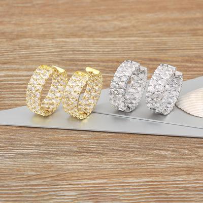 Nidin Top Quality New Fashion Gold Plated Gold/Silver Color Earrings CZ Zircon Ear Hoops Women Round Piercing Aesthetic Jewelry