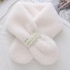 Cute Thickened Pearl Plush Scarf Soft Faux Rabbit Fur Korean Style Scarf Cross Warm Neck Warm Ring Women Girls