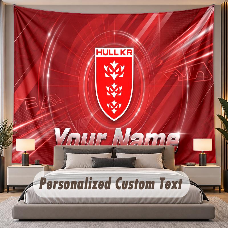 Custom Name Text Tapestry Hull KR Personalized Polyester Wall Tapestry For Bedroom And Room