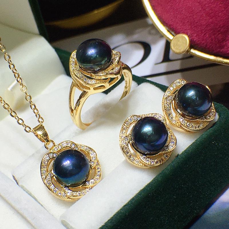 Versatile Women's Freshwater Pearl Jewelry Set: Necklace, Earrings, Ring & Pendant T04
