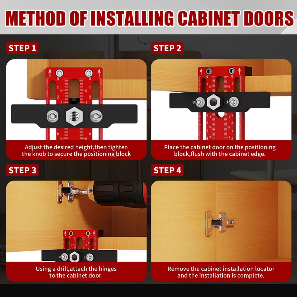 Cabinet Door Mounting Jig Adjustable Cabinet Door Installation Locator Aluminum Alloy Hinge Installation Jig Tool Portable