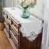 Běhoun na stůl Bílý Stolní vlajka Americká výšivka Len Bavlna Krajka Svatební dekorace Stolní ubrus Zásuvková skříňka Piano Ručník