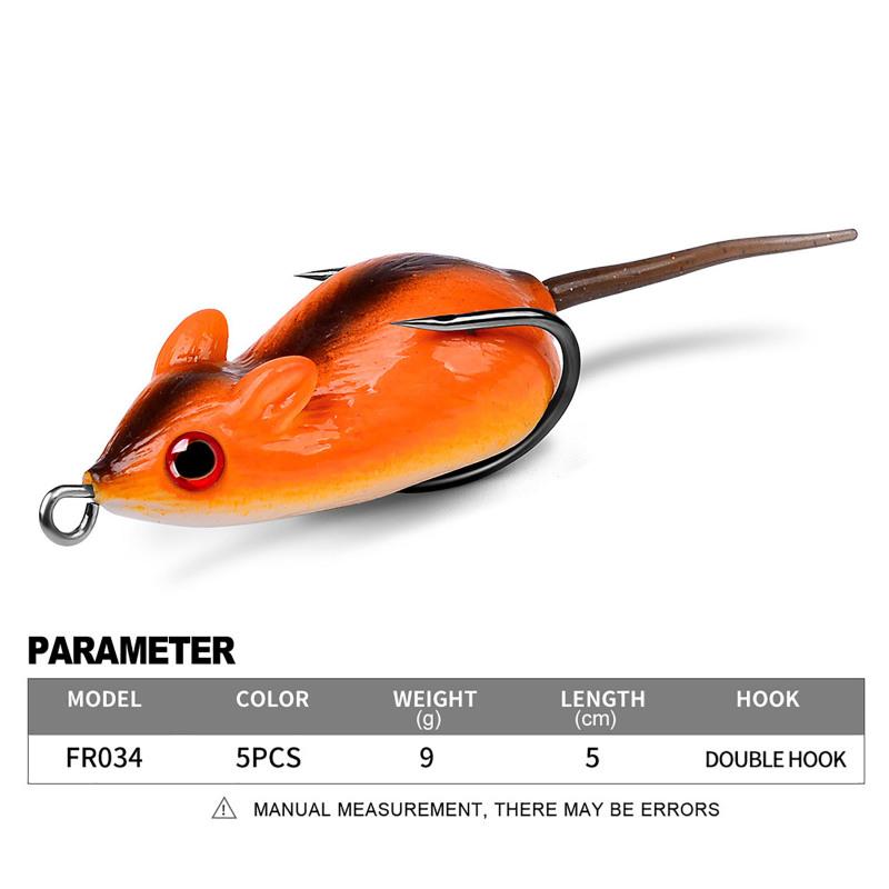 5cm 9g 3d Simulation Mouse Fishing Lure Kit Artificial Double Hook Lures Baits Fishing Accessories