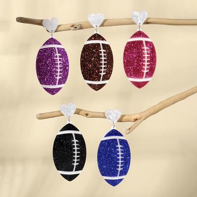 Sporty Style Double Layer Acrylic American Football Earrings for Women
