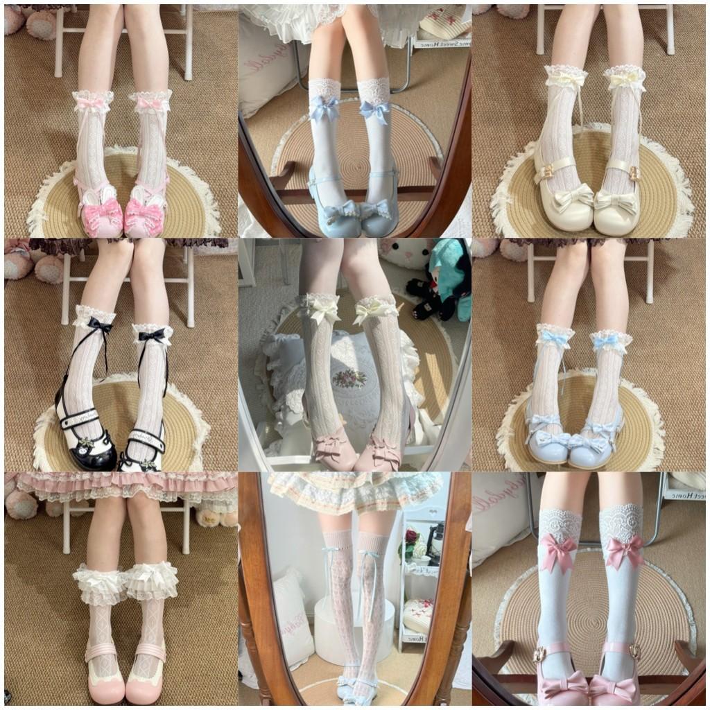Lolita Girl Over Knee Socks With Lace Bow Decoration For Summer Dress Up