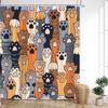 Cartoon Animal Shower Curtain with Funny Cat and Dog Paws Cute Kids Shower Print Family Bathroom Decoration with Hooks