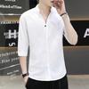 Summer New Men's Cotton Linen Short Sleeve Thin Casual Versatile Shirt