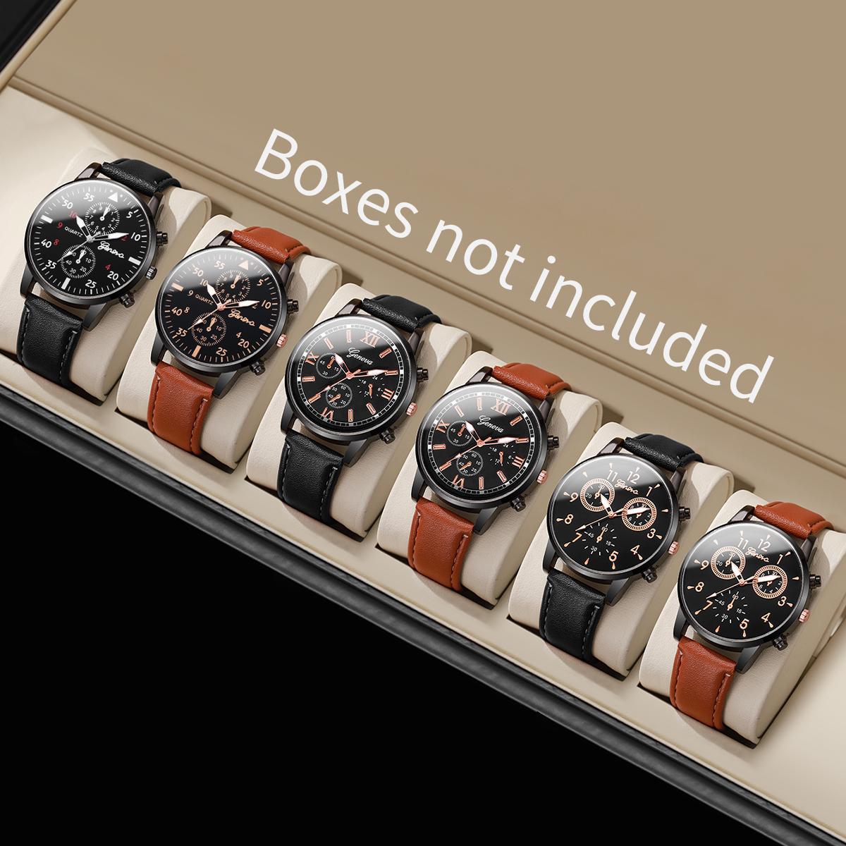 

2/4/6 шт./набор Мужской набор часов Модный Повседневный Деловой стиль Мужской темперамент Кожаные часы Спортивный стиль часов Без коробки